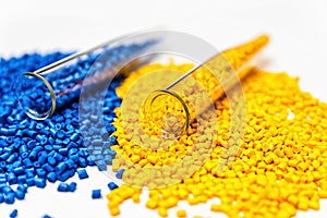 Polymeric dye. Colorant for plastics. Pigment in the granules.