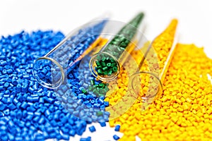 Polymeric dye. Colorant for plastics. Pigment in the granules.