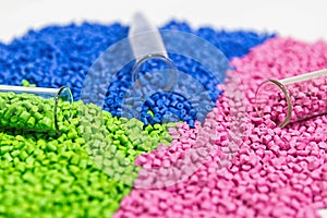 Polymeric dye. Colorant for plastics. Pigment in the granules. photo