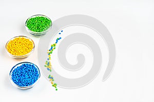 Polymeric dye. Plastic pellets. Colorant for plastics. Pigment in the granules