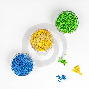 Polymeric dye. Plastic pellets. Colorant for plastics. Pigment in the granules