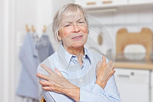 Polymyalgia woman pain upper arms shoulders