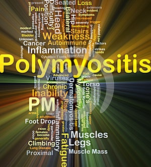 Polymyositis PM background concept glowing