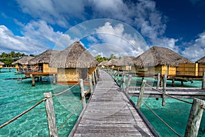Polynesia paradise resort overwater bungalow