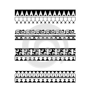 Polynesian armband tattoo stencil. Pattern samoan. Black and white texture.