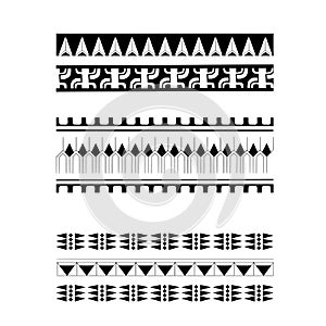 Polynesian armband tattoo stencil. Pattern samoan. Black and white texture.