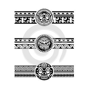 Polynesian armband tattoo stencil. Pattern samoan. Black and white texture.