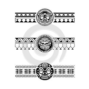 Polynesian armband tattoo stencil. Pattern samoan. Black and white texture.