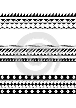 Polynesian armband tattoo stencil. Pattern samoan. Black and white texture.