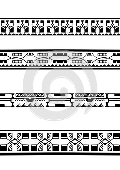 Polynesian armband tattoo stencil. Pattern samoan. Black and white texture. Vector illustration