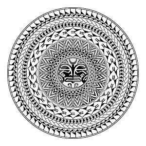 Polynesian circular ornament. Polynesian tattoo. Maori style. Abstract face