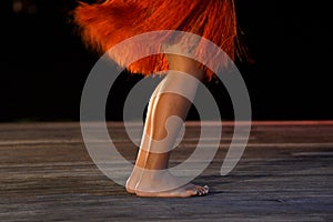 Polynesian Cook Islander woman dancer legs dancing in cultural p