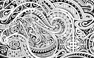 Polynesian ethnic style ornaments as a fabric pattern