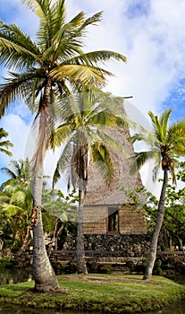 Polynesian hut on Oahu Island in Hawaii