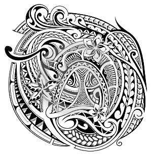 Polynesian ornament with ethnic elements