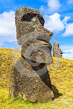 Polynesian Stone Statue at the Rapa Nui National Park