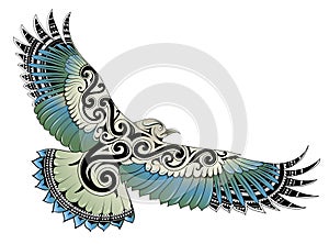 Polynesian style bird tattoo