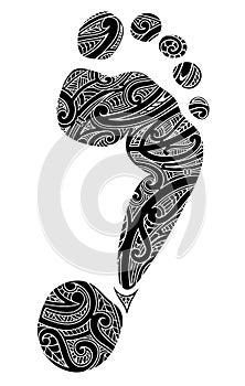 Polynesian style footprint tattoo