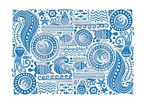 Polynesian style marine background, tribal ornament for your design