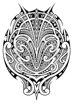 Polynesian style tattoo design isolated on white