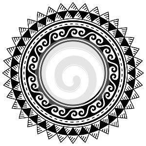 Polynesian tattoo style mandala vector pattern, Hawaiian tribal gemetric frame or border design