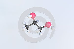 Polypropylene glycol molecule, isolated molecular model. 3D rendering