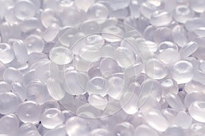 Polypropylene granule close-up background texture