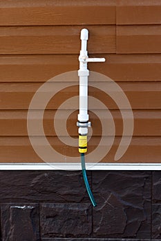 Polypropylene pipe with a tap on siding wall
