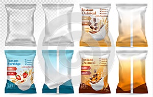 Polypropylene plastic packaging - instant porridge photo