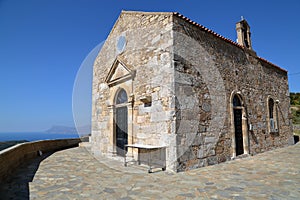 POLYRINIA, CRETE: The church of the ancient Hellenic city of Polyrinia near Kastelli-Kissamos in the western part of Crete