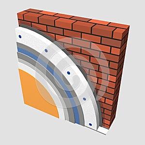 Polystyrene wall insulation 3d scheme
