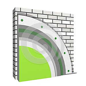 Polystyrene wall insulation 3d scheme
