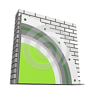 Polystyrene wall insulation 3d scheme