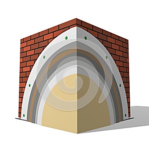 Polystyrene wall insulation 3d scheme