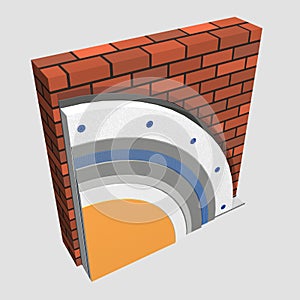 Polystyrene wall insulation 3d scheme