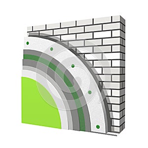 Polystyrene wall insulation 3d scheme