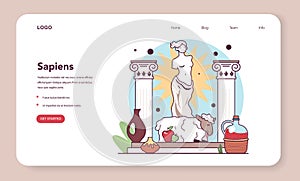 Polytheism web banner or landing page. Ancient Greece goddess