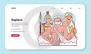 Polytheism web banner or landing page. Ancient Greece gods