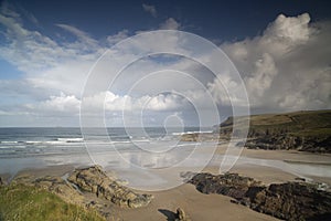 Polzeath beach in cornwall england