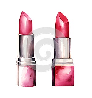 Pomade, lipstick, watercolor clipart illustration with isolated background