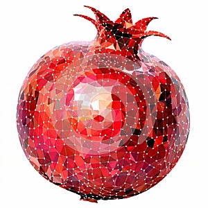 Pomegranate Algorithmic Art On White Background