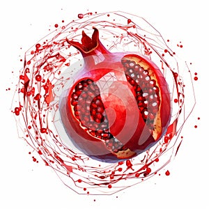 Pomegranate Algorithmic Art On White Background