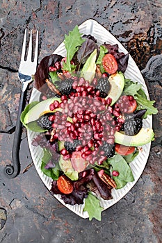 Pomegranate, Avocado and Blackberrry Salad