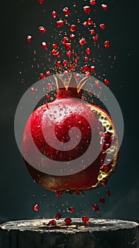 Pomegranate With Crown, A Splash of Regal Splendor photo