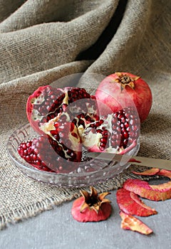 Pomegranate, cut into pieces.