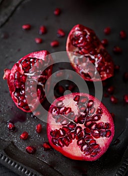 Pomegranate Fruit on Dark Surface