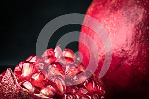 Pomegranate fruit grain red Still life rural rustic style