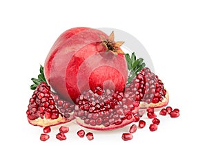 Pomegranate fruit isolated white background