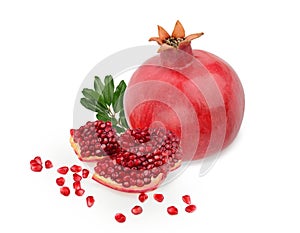 Pomegranate fruit isolated white background