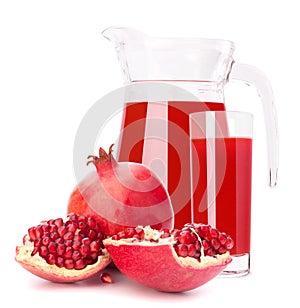 Pomegranate fruit juice in glass pitcher